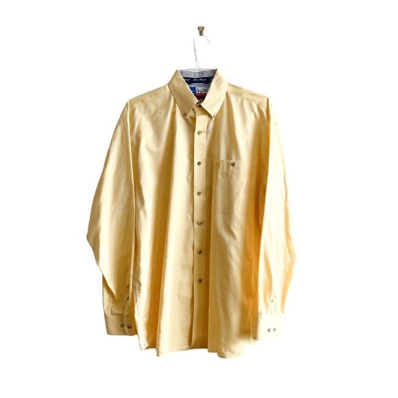 George Strait Wrangler Cowboy Cut Collection Long Sleeve Button Shirt Yellow L - Picture 1 of 7